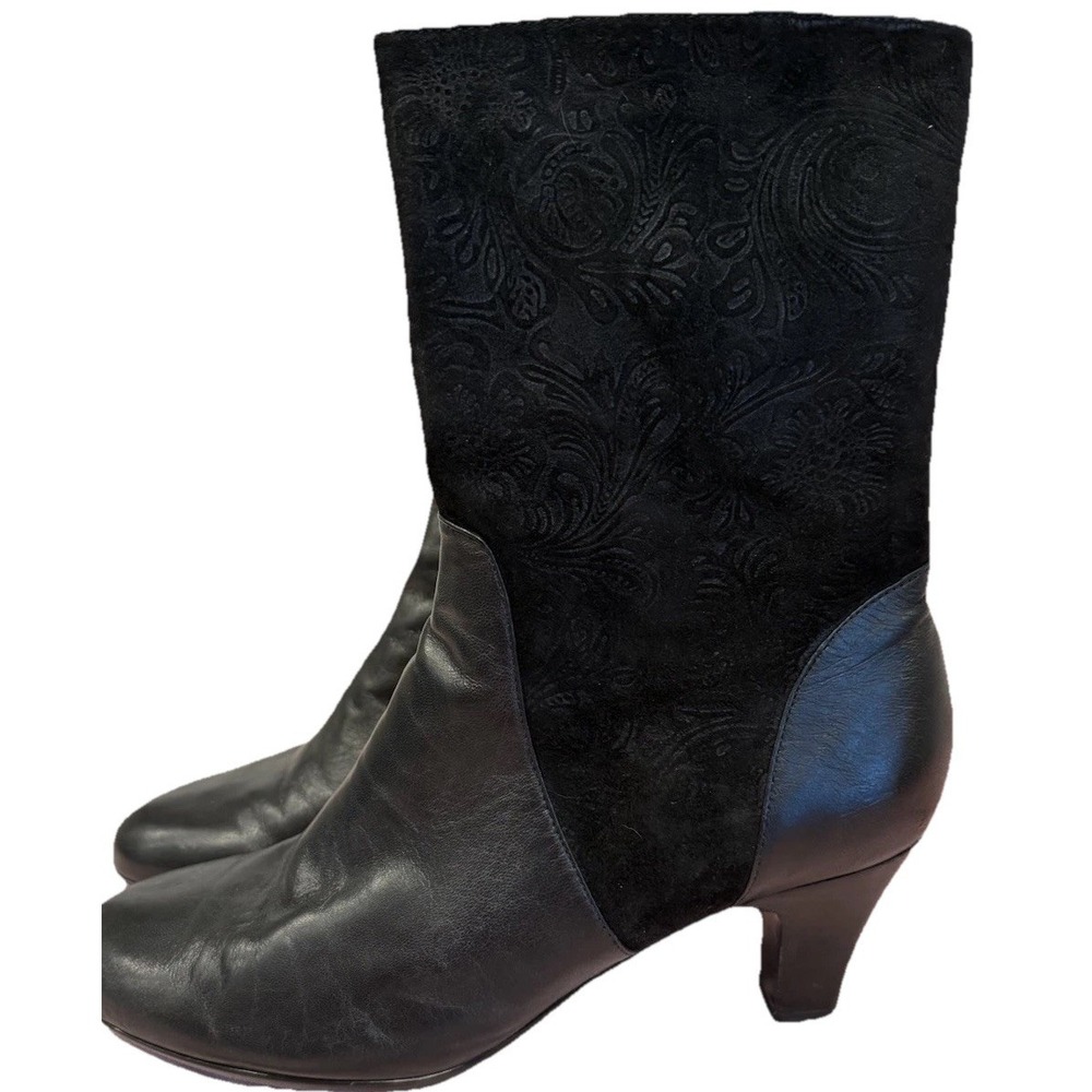 Abeo BIO System Narrow Mid Calf Boots 11N Leather Suede Paisley Comfort Ortho